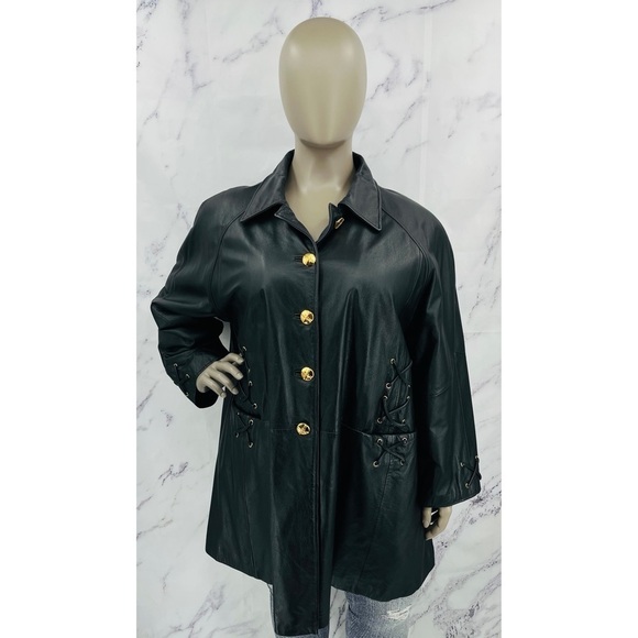 Maggie Barns Genuine Leather Vintage Jacket Black - Picture 1 of 6